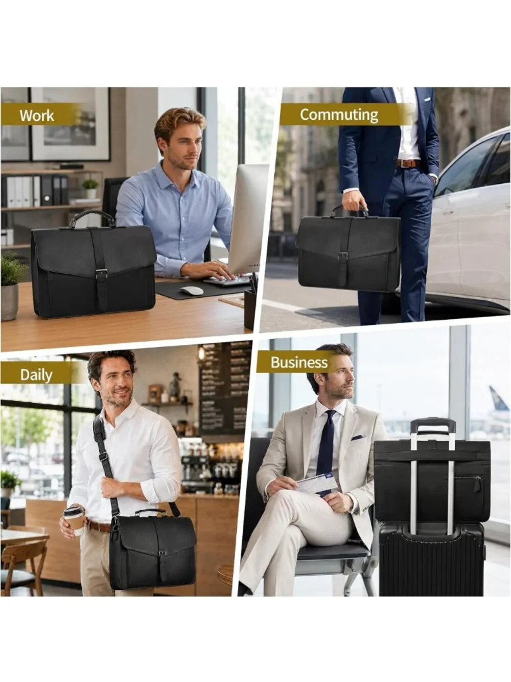 Stylish Leather Briefcase for 15.6